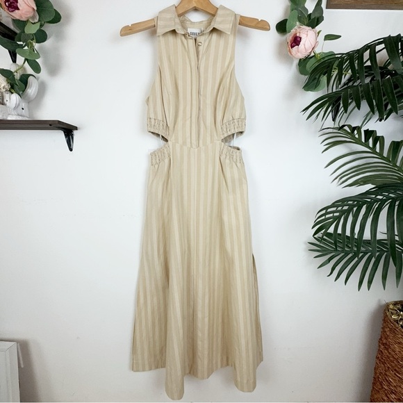 NWT Sovere Shift Cotton Midi Dress in Natural Size Small